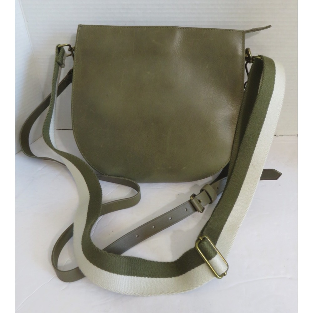 Madewell Tundra Green Transport Leather Saddle Bag Crossbody Shoulder Handbag - Picture 2 of 16